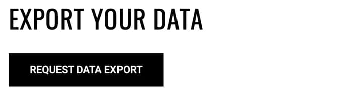 Garmin's Export Your Data page with the Request Data Export button